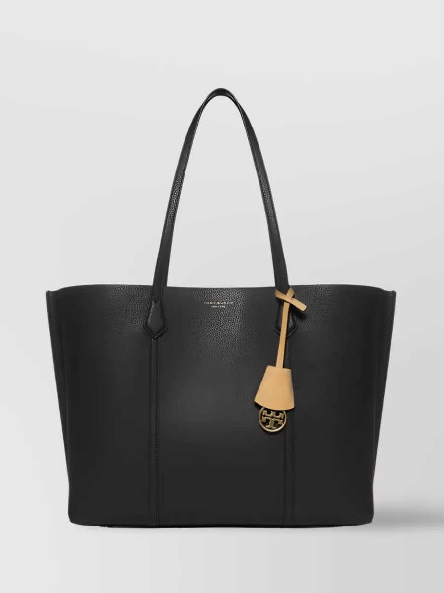 Shop Tory Burch Perry Leather Tote Bag In Black