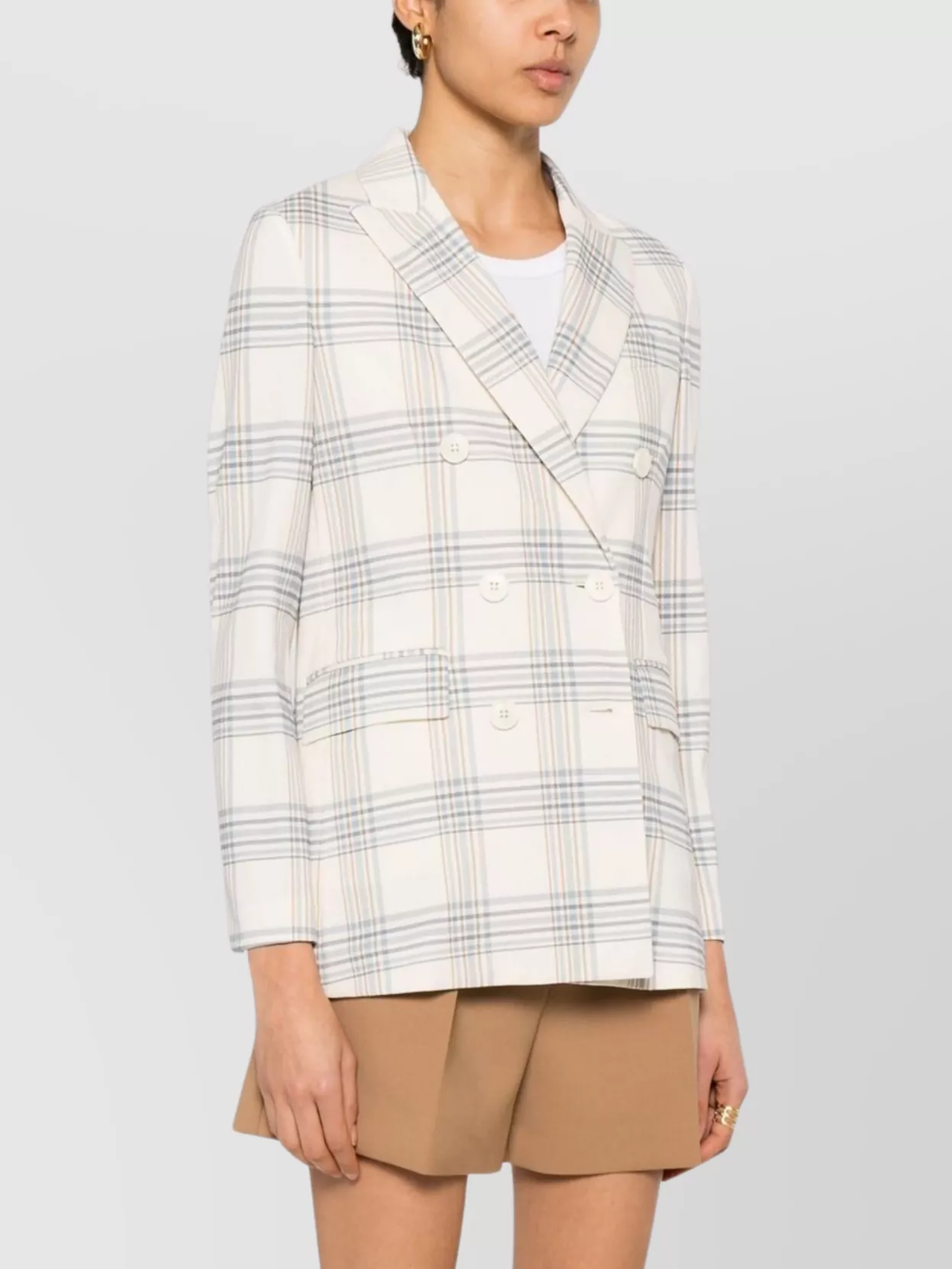 Circolo 1901 Check Pattern Double-Breasted Cotton Jacket