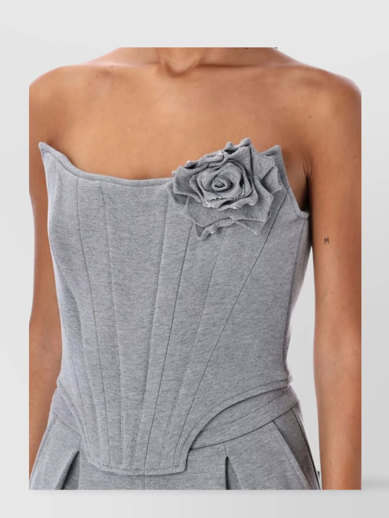 Giuseppe Di Morabito Grey Floral-appliqu Cotton Corset