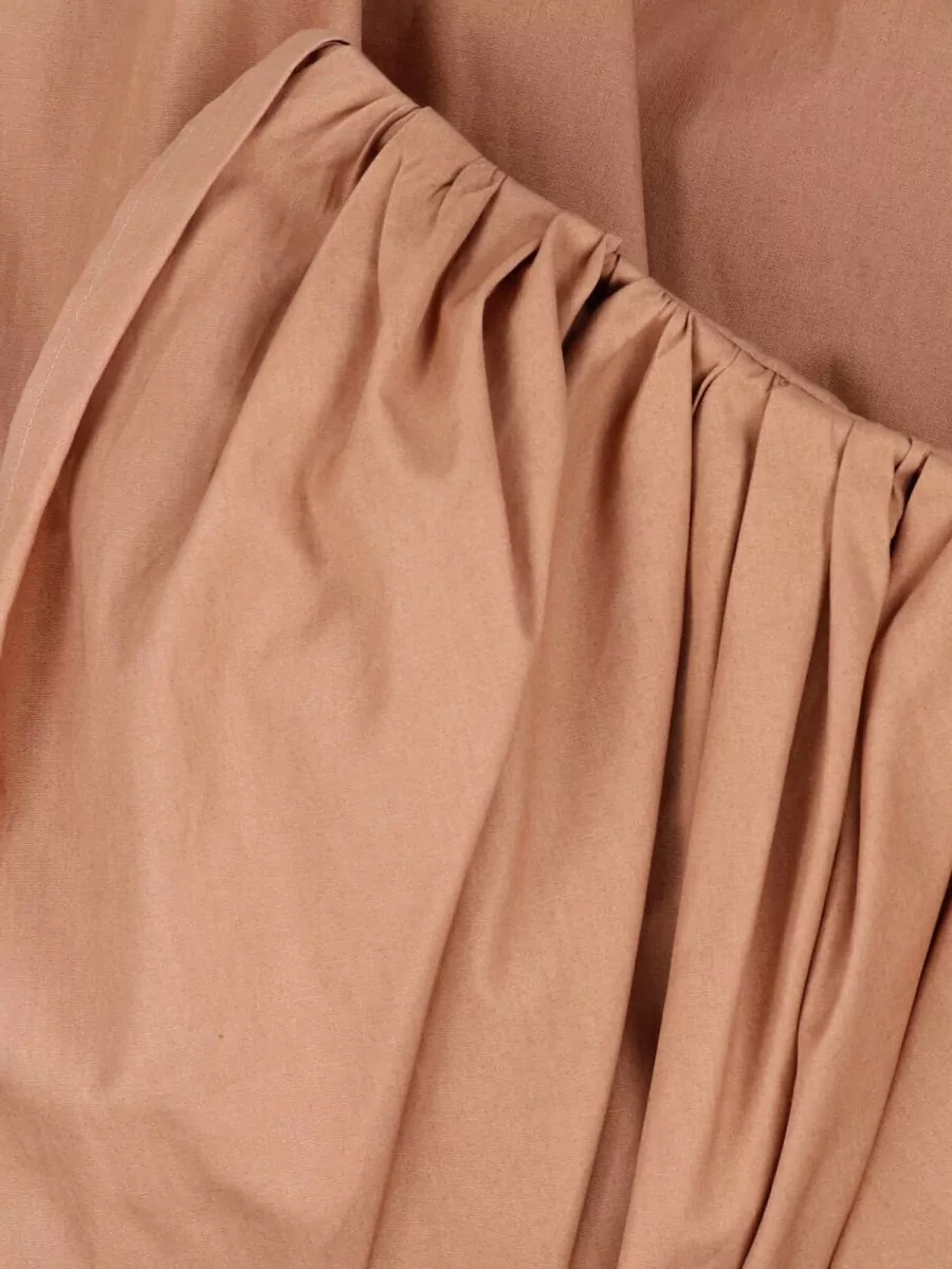 Chloé Cotton Draped Gathered Asymmetric Wrap Midi Skirt