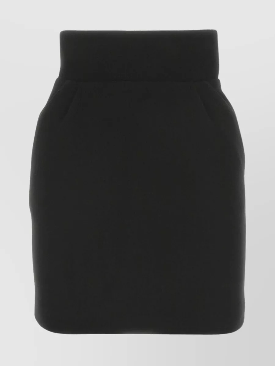 Shop Alexandre Vauthier Woolen Mini Skirt With High Waist And Front Pockets In Black