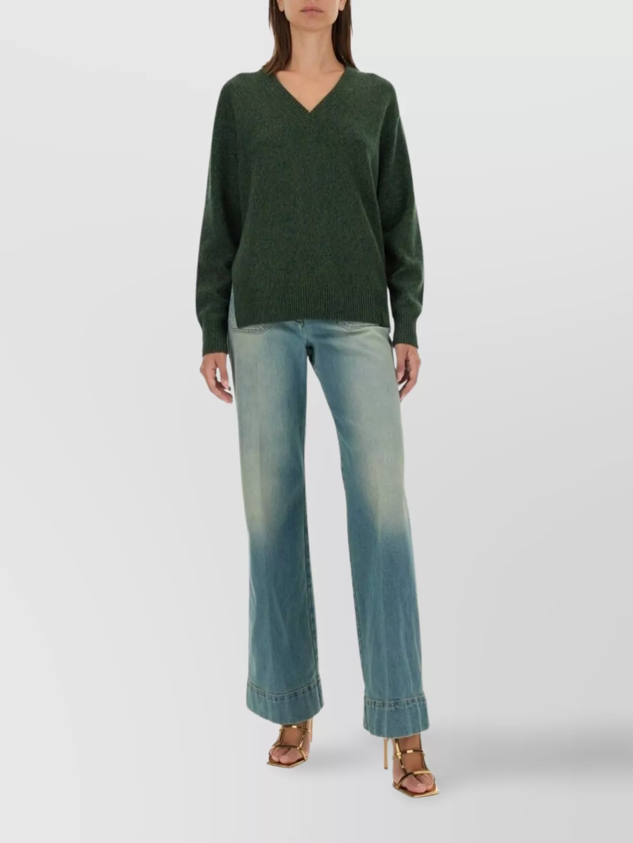 VICTORIA BECKHAM WOOL V-NECK KNITWEAR LONG SLEEVES