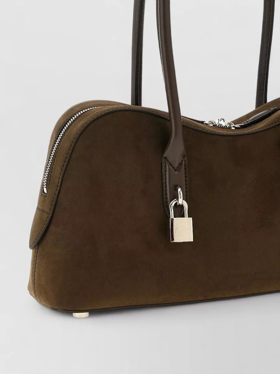 Stella Mccartney Ryder Shoulder Bag Padlock Suede Top Handles