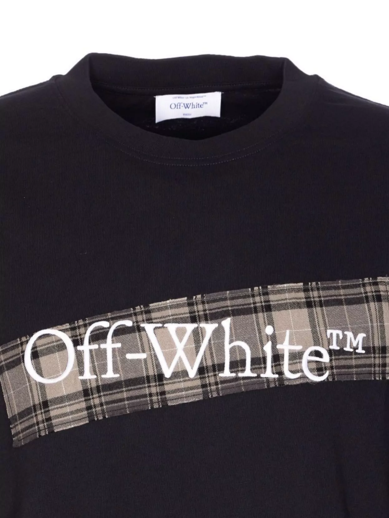Off-white Black Crewneck T-shirt With Logo Lettering On The Front And Maxi Diagonal Motif On The Rear In Cotto In Blue
