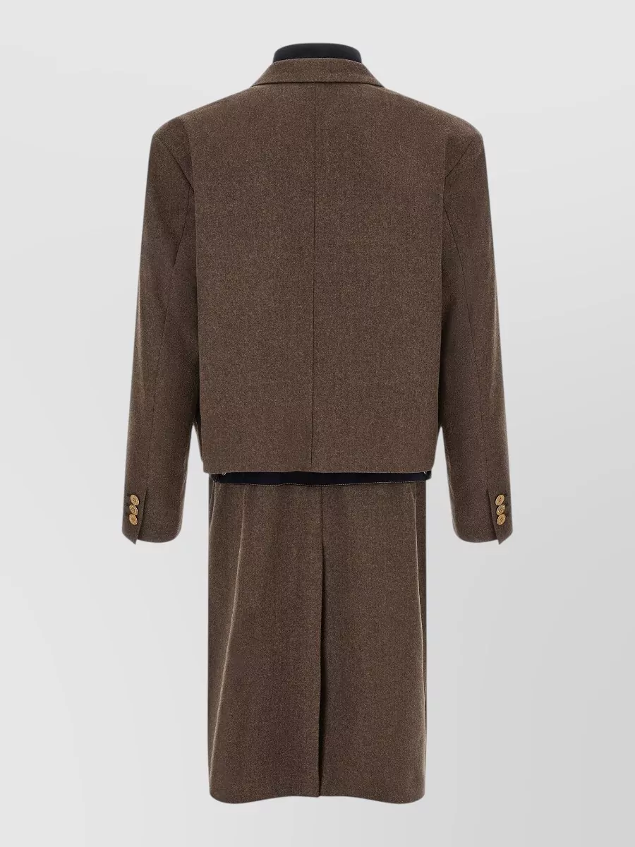 Sacai Wool Flannel Denim Paneled Coat