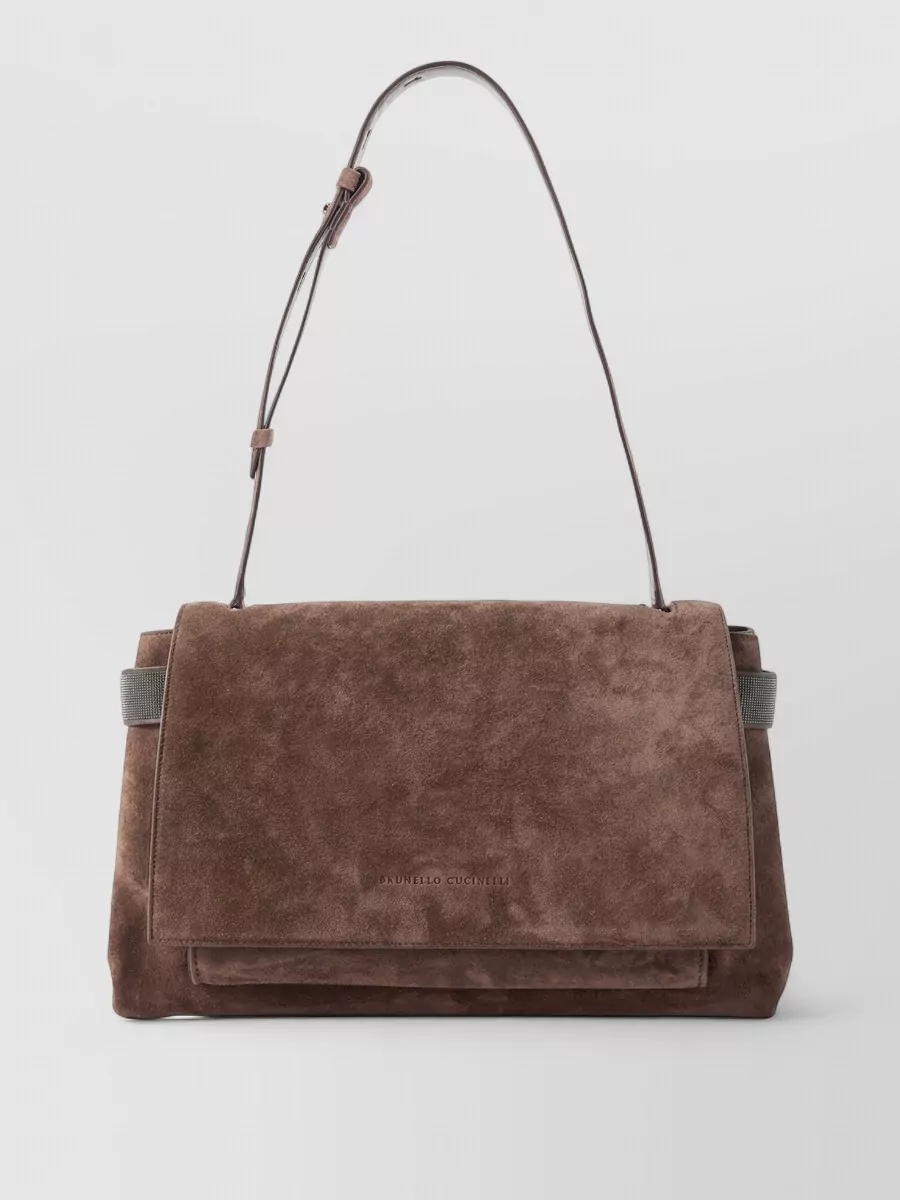 Brunello Cucinelli monili suede clutch bag