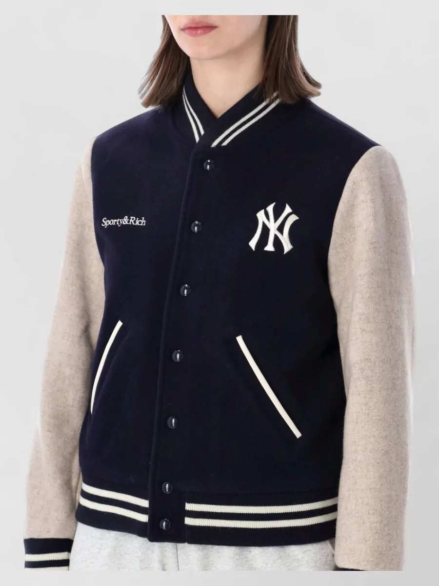 Sporty & Rich Wool Quilted Varsity Jacket