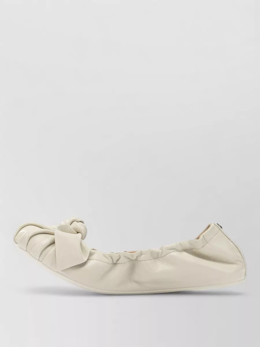 Ferragamo Ballerina Shoes Round Toe Bow Elasticated Trim