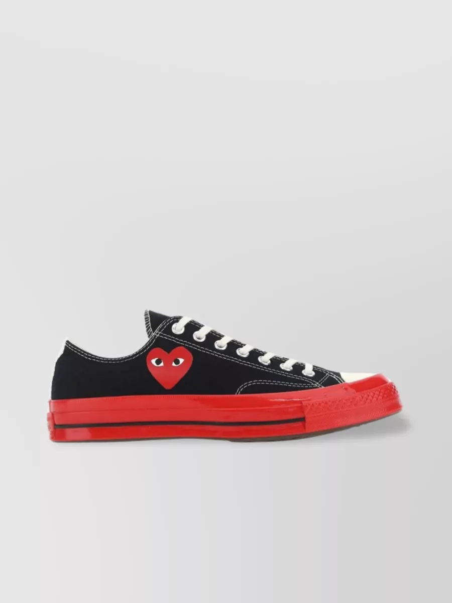Shop Comme Des Garçons Play Canvas Sneakers With Contrasting Toe Cap And Sole In Red