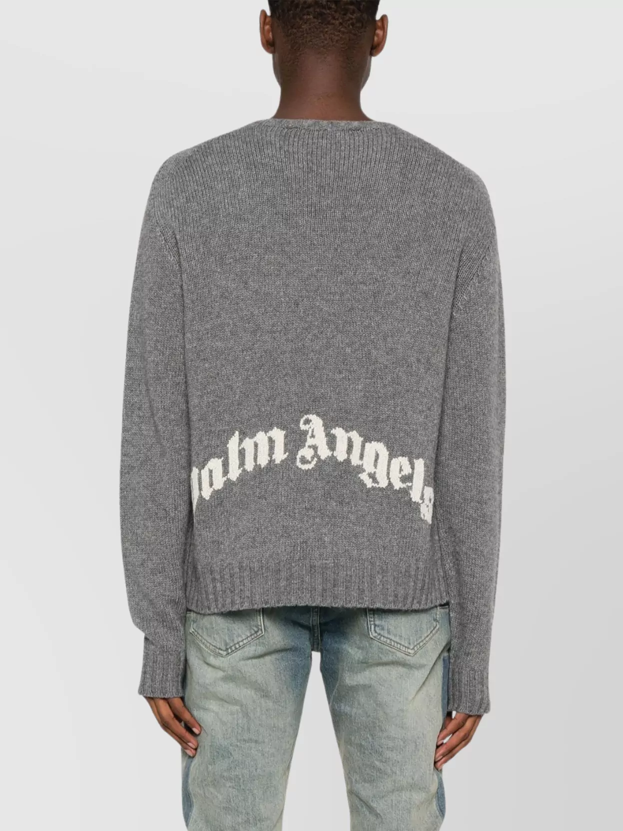 Palm Angels Curved Logo Crew Neck Sweater