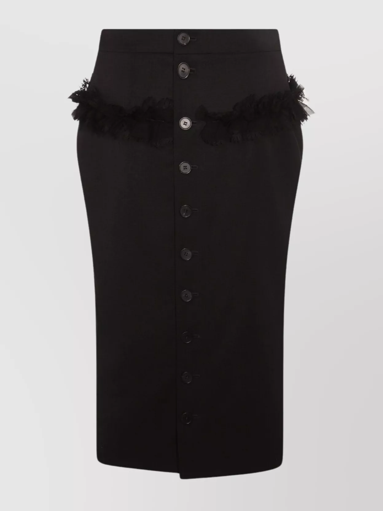 Alexander Mcqueen High Waist Ruffle Detail Midi Skirt In Black