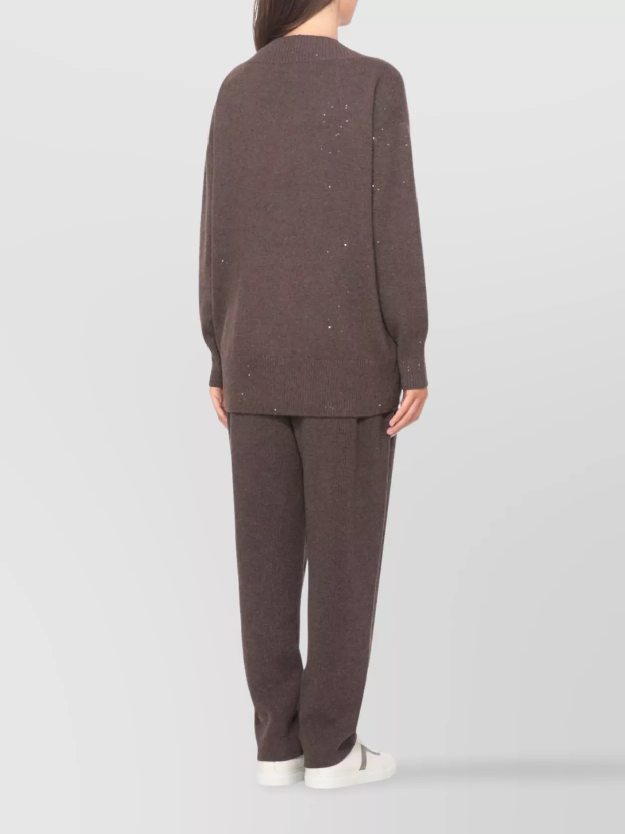 Brunello Cucinelli Sequin Embellished V-Neck Cashmere Silk Sweater