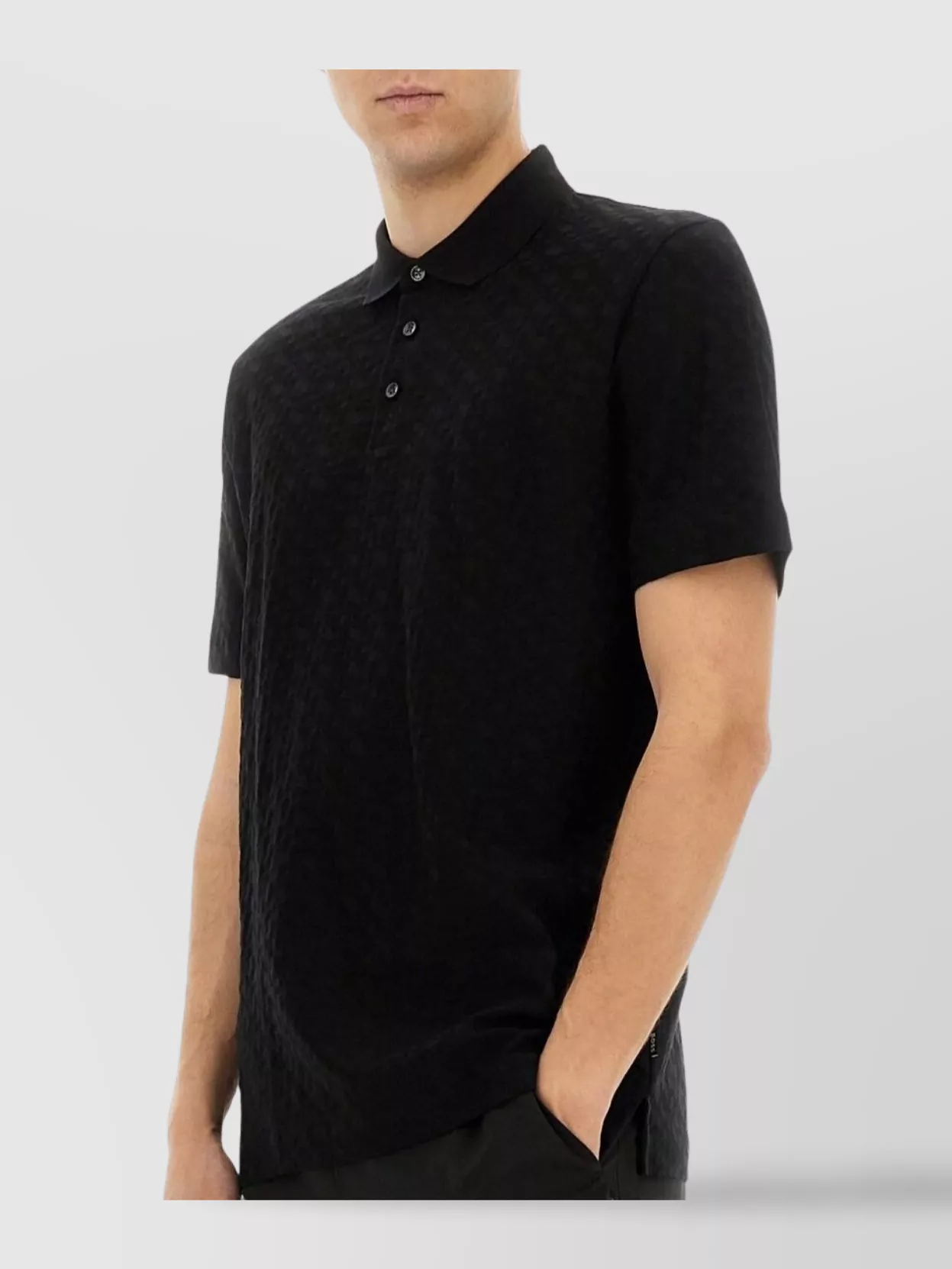 Boss Textured Cotton Polo Short Sleeves