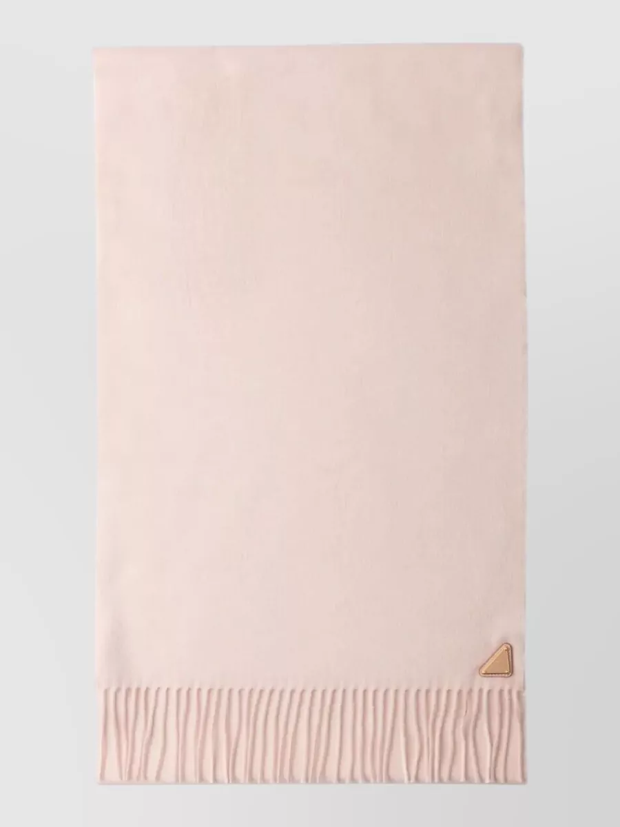 Prada Silk And Cashmere Scarf Fringe Detail