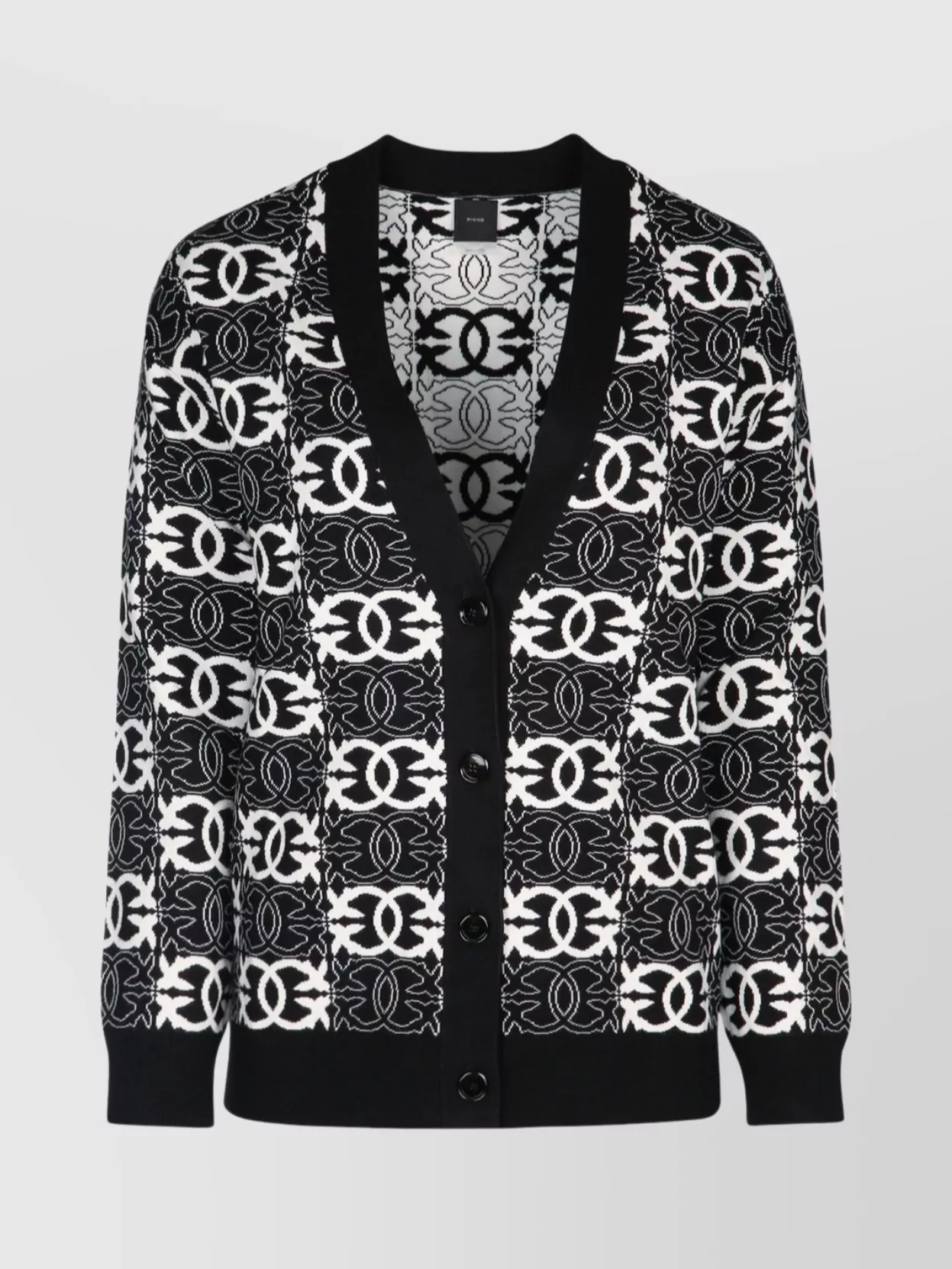 Pinko V-neck Long Sleeve Knit Cardigan Design In Black