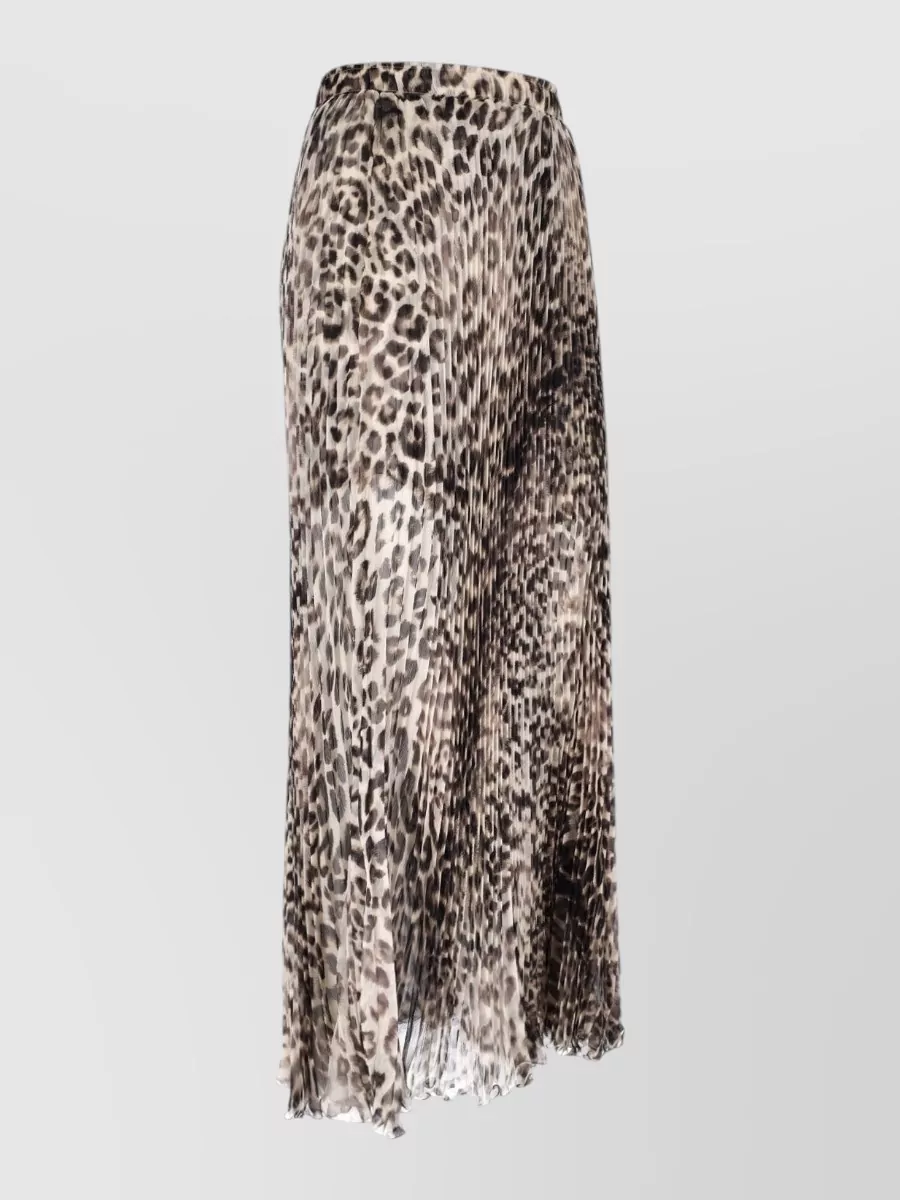 Ermanno Scervino Animal Print Pleated Midi Skirt Elastic Waistband