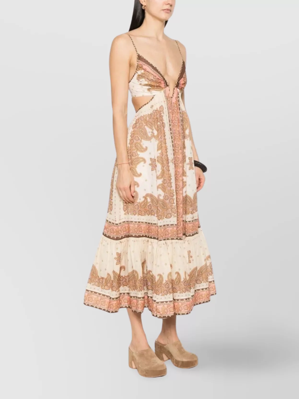 Zimmermann Light Beige Maxine Plunge Maxi Dress