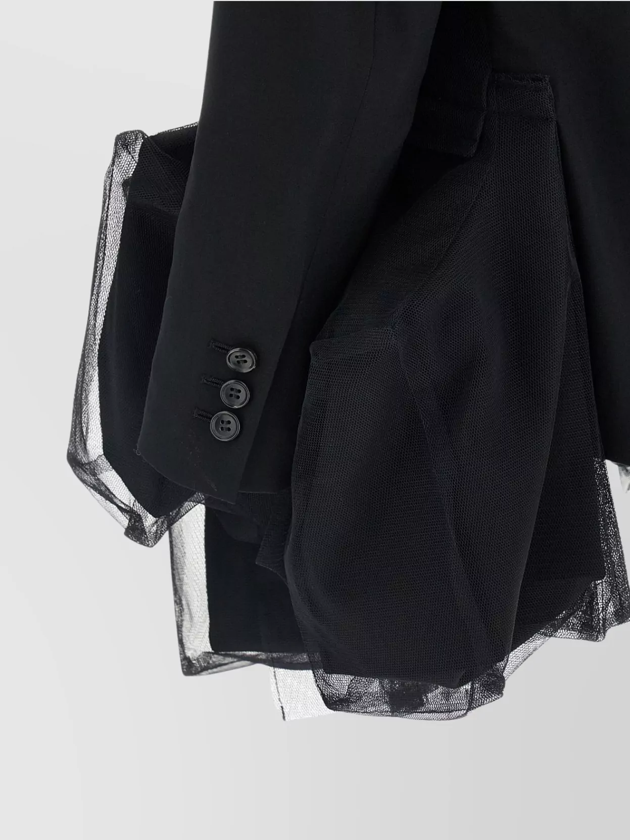 Shop Comme Des Garçons Geometric Blazer Featuring Tulle Detailing
