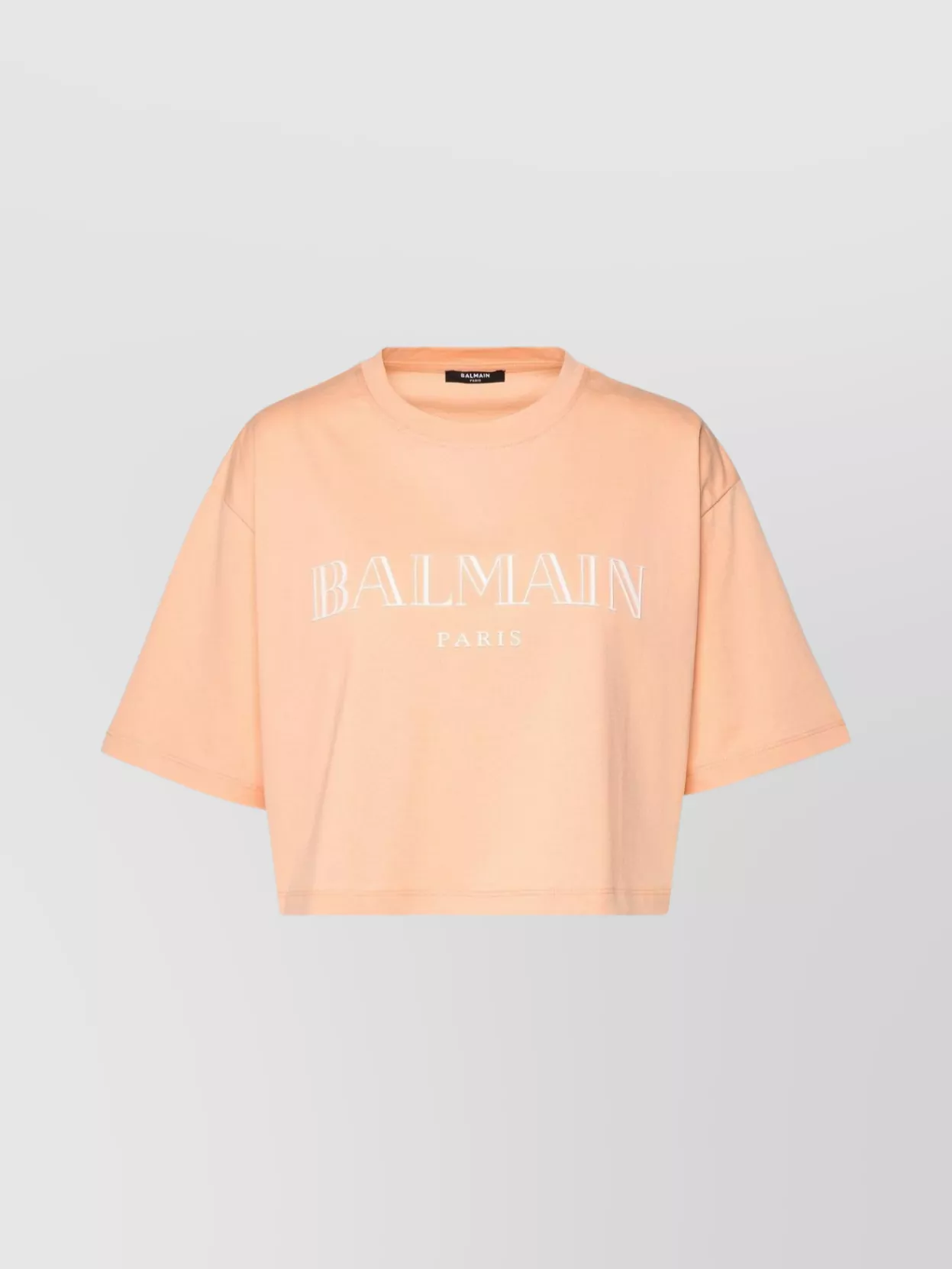 Shop Balmain Cropped Cotton T-shirt Crew Neck