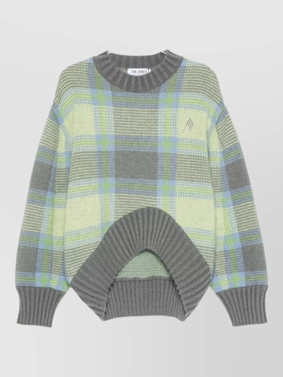 The Attico checked mohair crewneck sweater