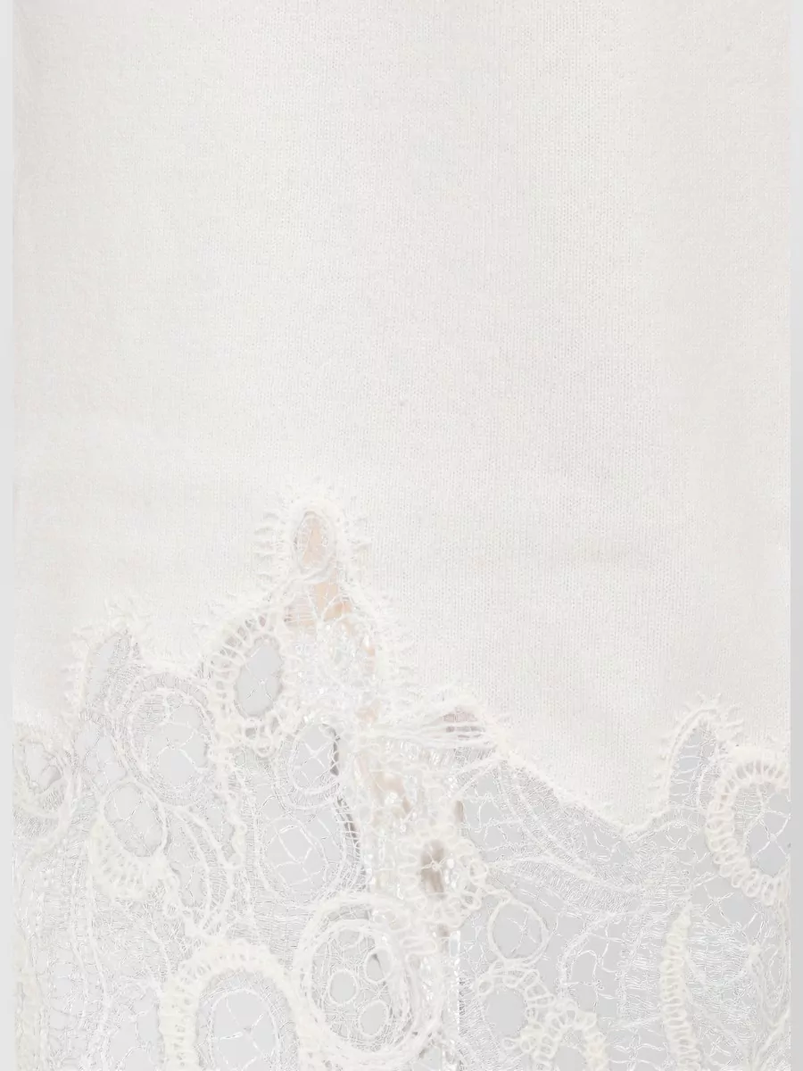 Fabiana Filippi Midi Wool Skirt Lace Trim Hem