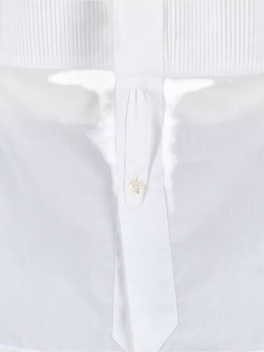 Tom Ford Straight Collar Long Sleeve Shirt Pleated Detail