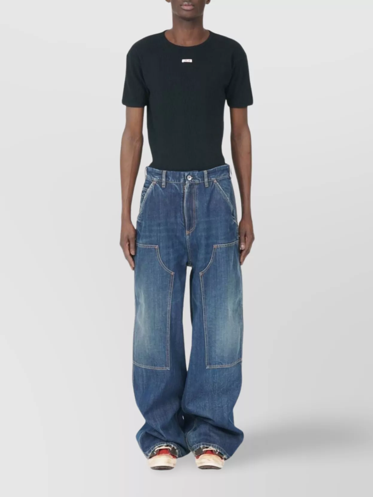 Maison Margiela High-waisted Wide-leg Denim Trousers In Blue