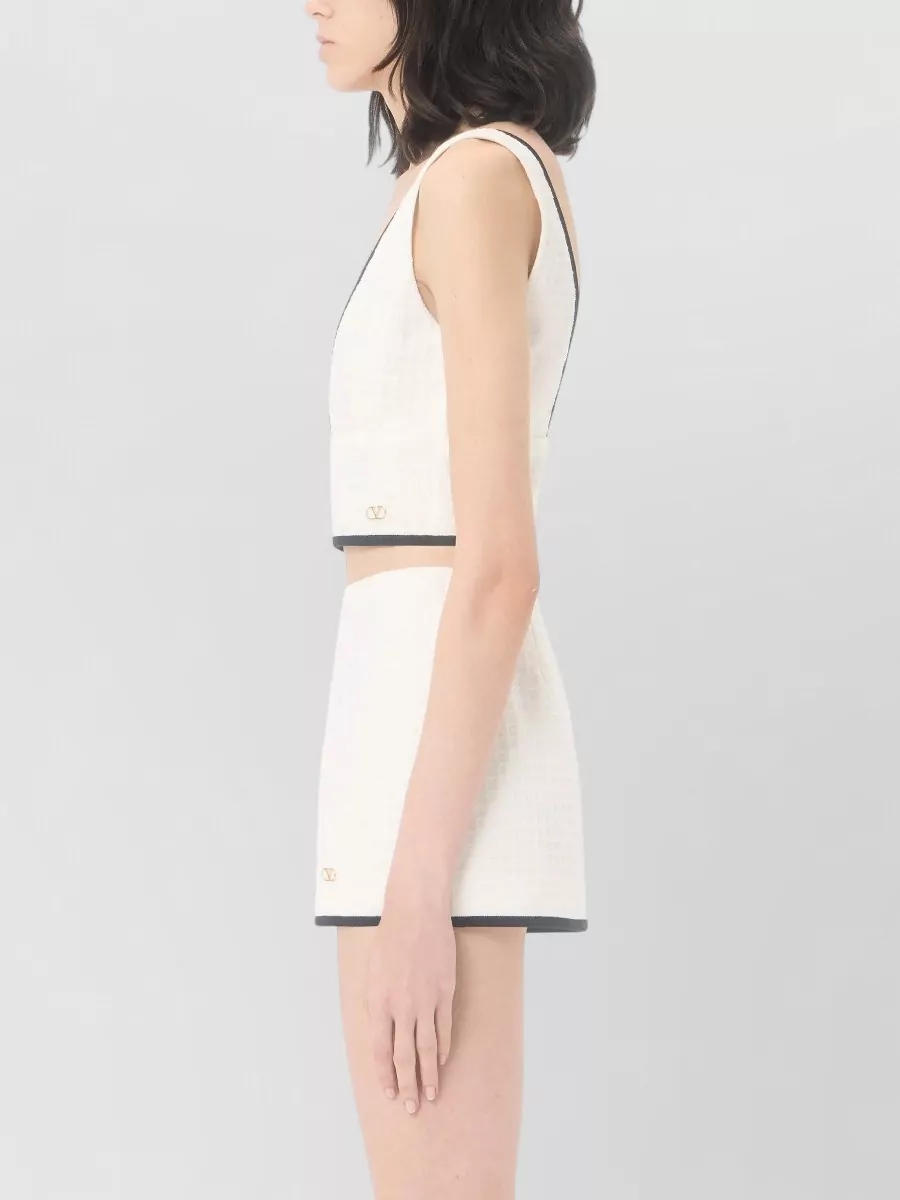 Valentino Garavani Cotton Tweed Fitted Skirt