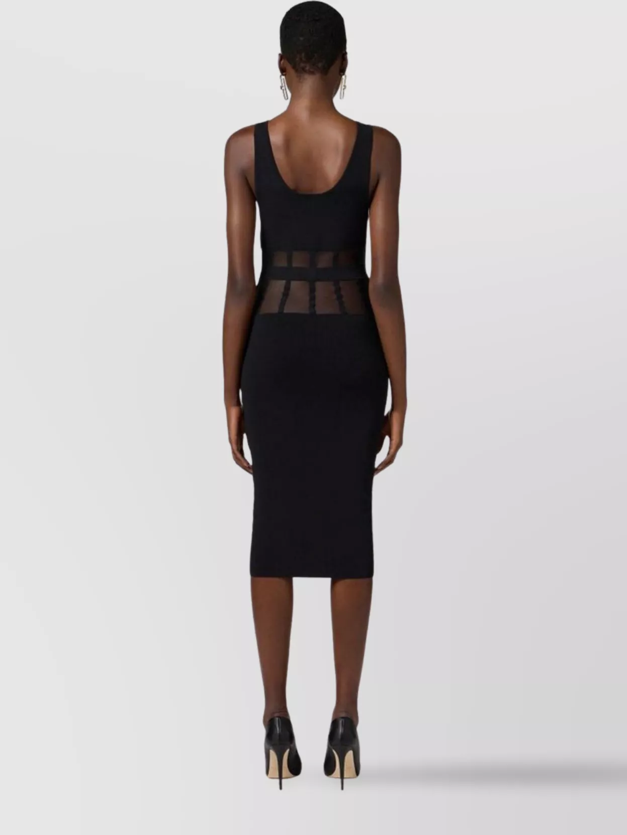 Elisabetta Franchi Sleeveless Midi Dress Sheer Paneling