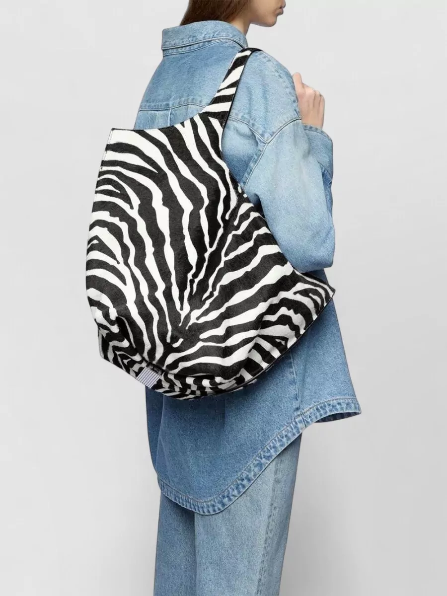 The Attico Large Leather Zebra-Print Shoulder Bag