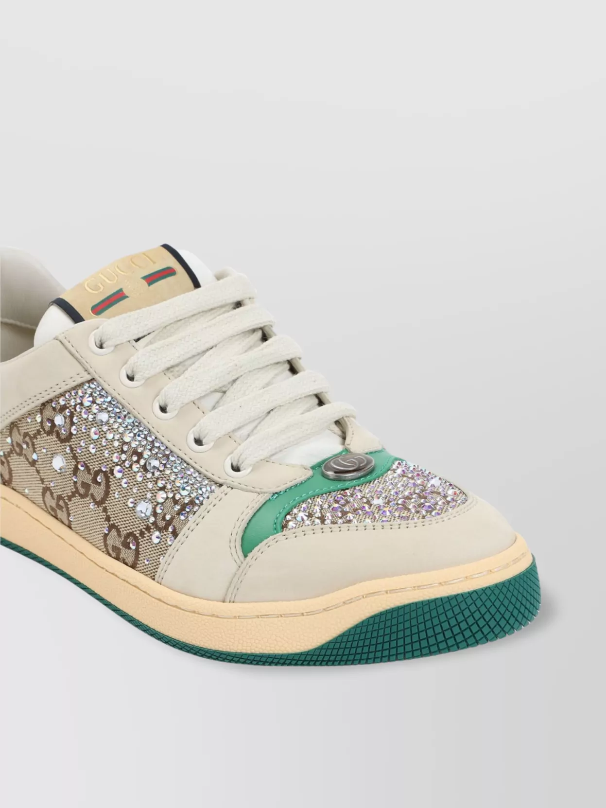 Gucci Crystal Embellished Leather Sneakers
