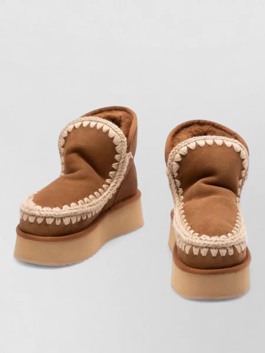 Mou suede leather platform slippers