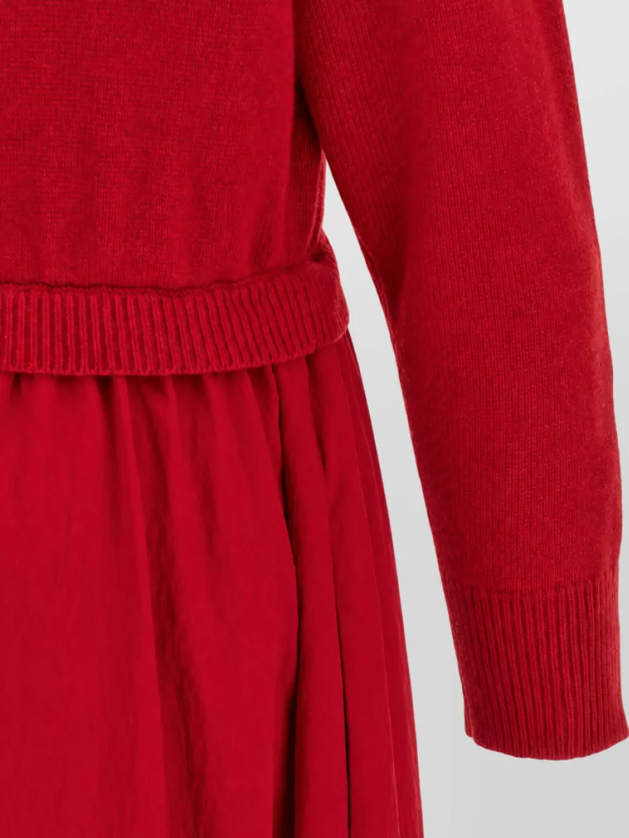 Polo Ralph Lauren Wool Ribbed Turtleneck Long-Sleeve Flared Maxi Dress