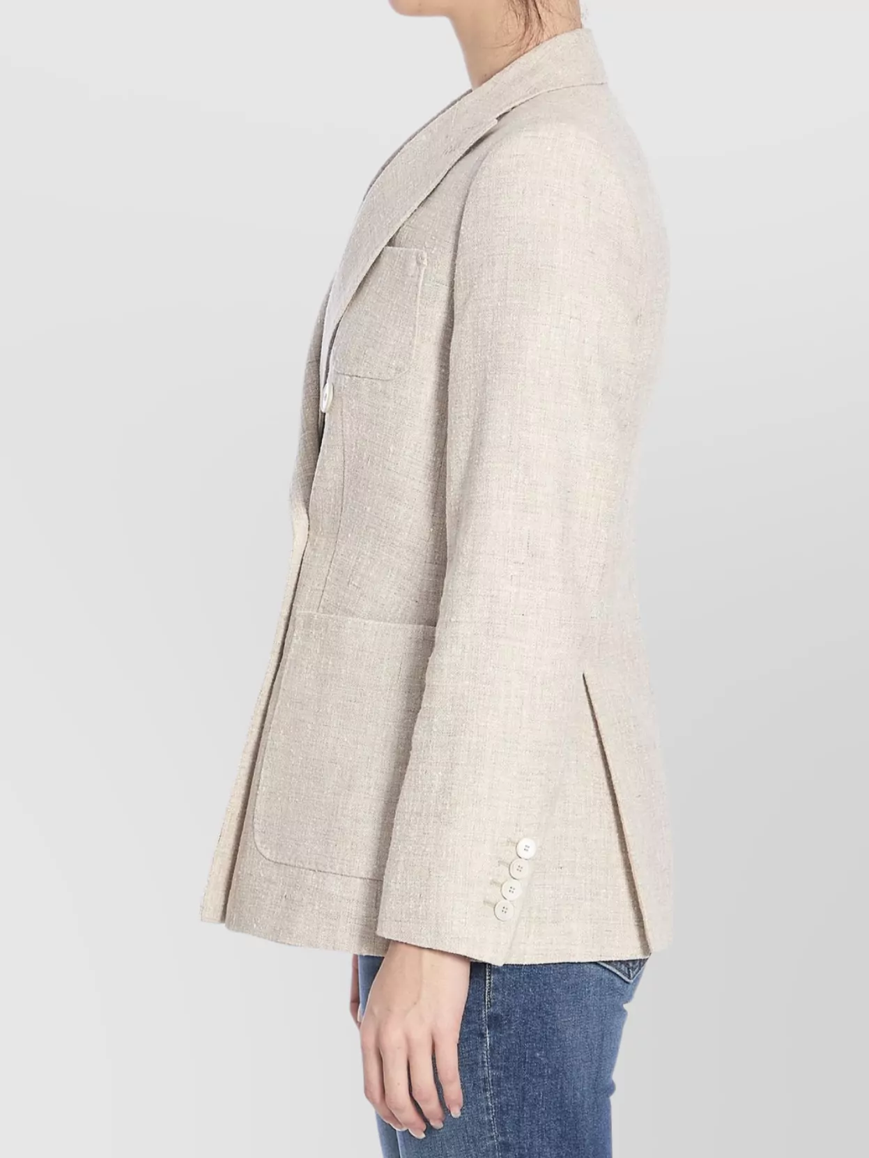 Max Mara Linen Blend Double-breasted Jacket With Chest Pocket