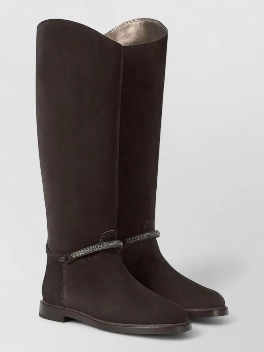 Brunello Cucinelli Leather Asymmetric Suede Boots