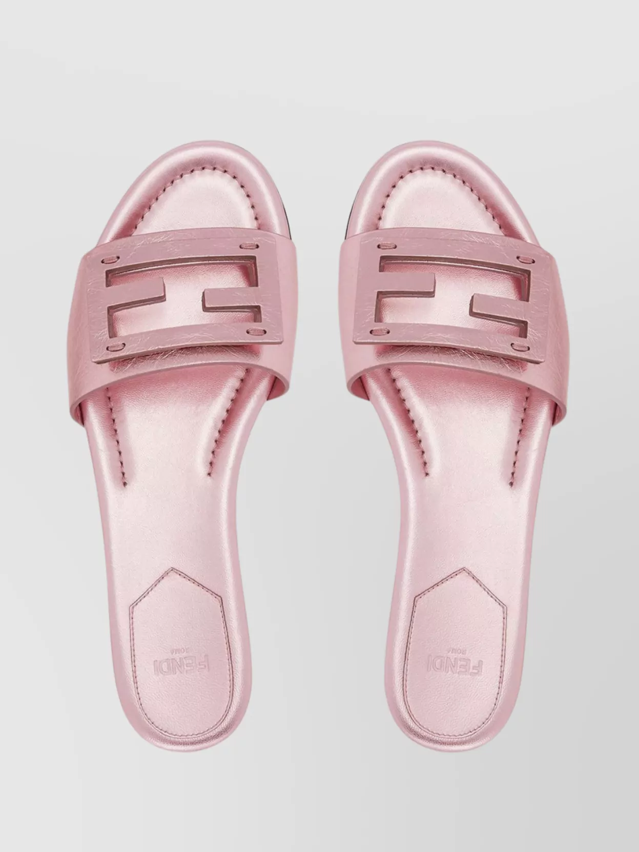 Fendi Baguette Metallic Slide Sandal