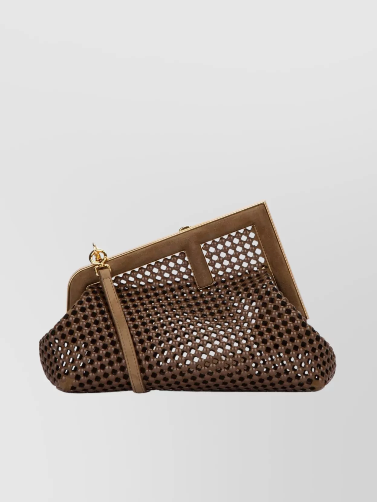 Shop Fendi Shoulder Bag With Chain Strap And Metal Frame