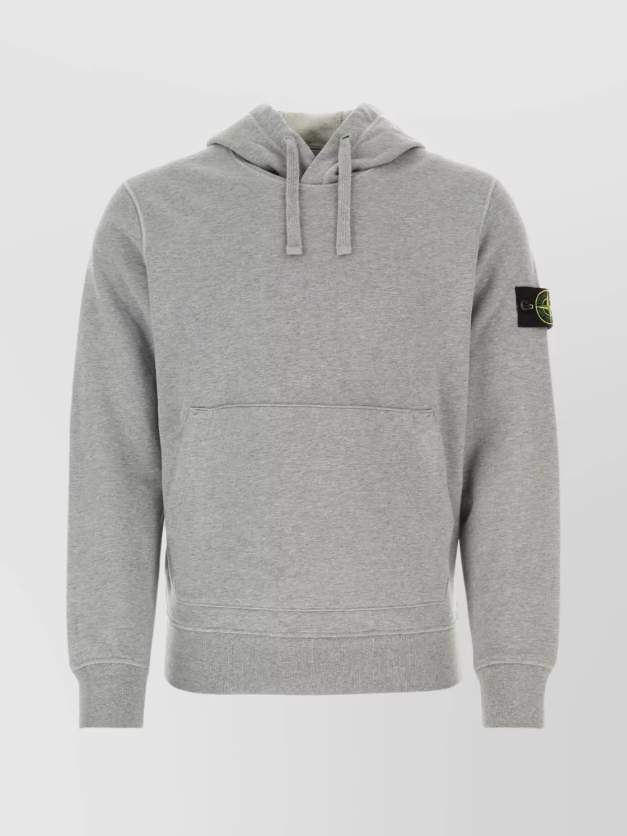 Stone Island Cotton Sweatshirt With Hood And Pouch Pocket In Gray