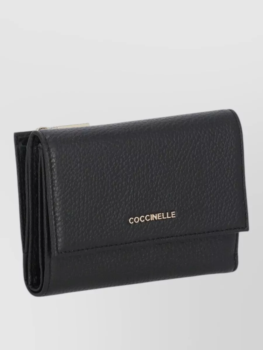 Coccinelle Pebbled Leather Foldable Wallet Rear Pocket