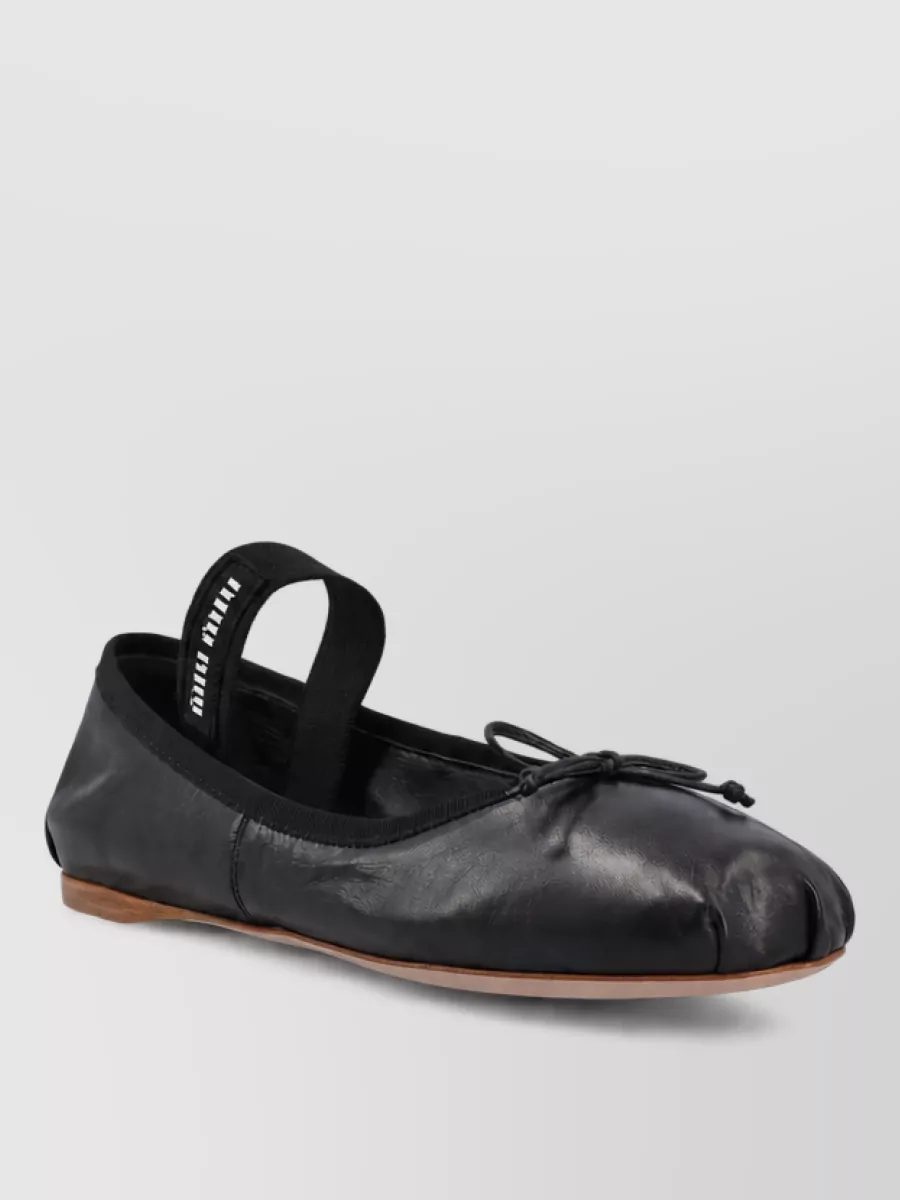 Miu Miu Leather Strap Ballerina Flats