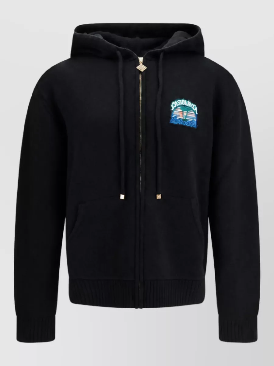 Casablanca merino wool hooded zip jacket