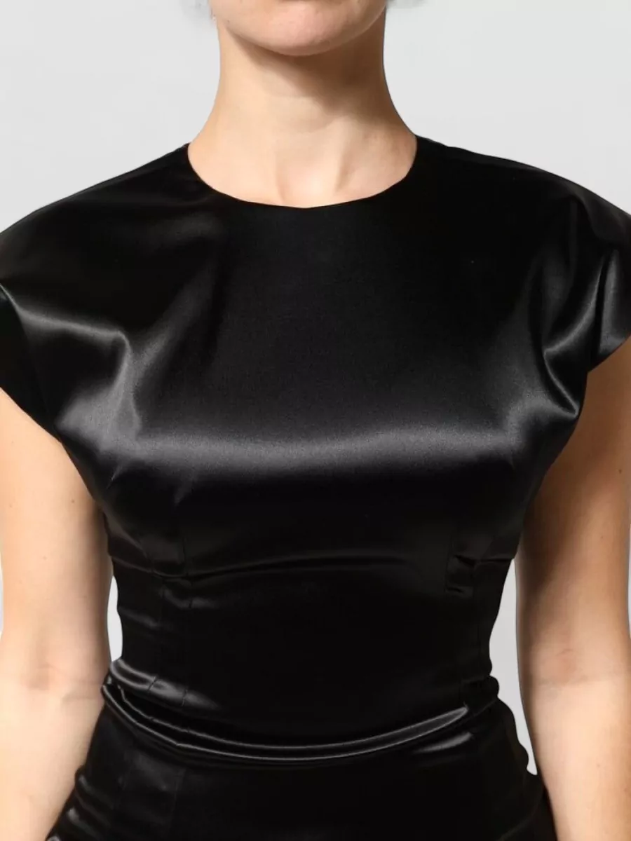 Dolce&Gabbana satin sheath cap sleeve midi dress