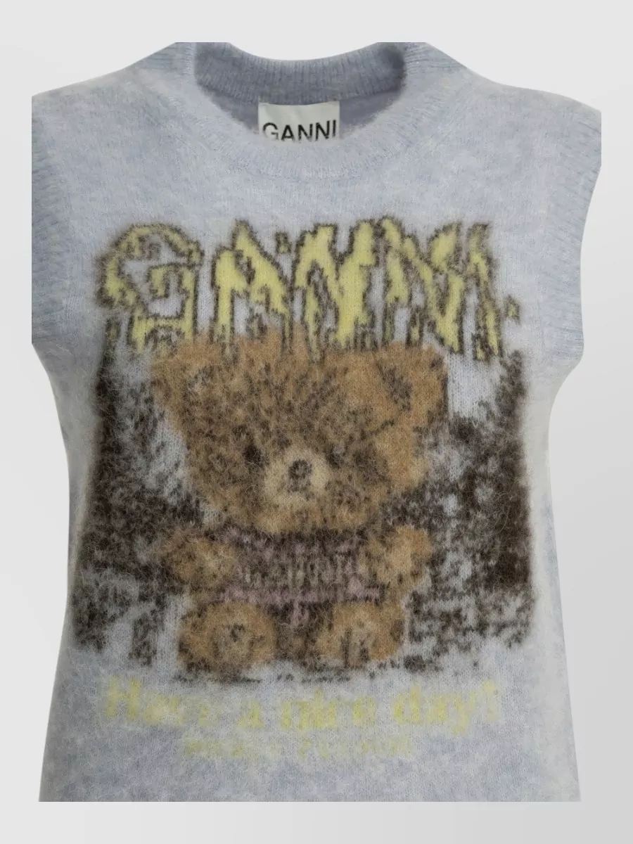 Ganni Alpaca Blend Sleeveless Crew Neck Vest