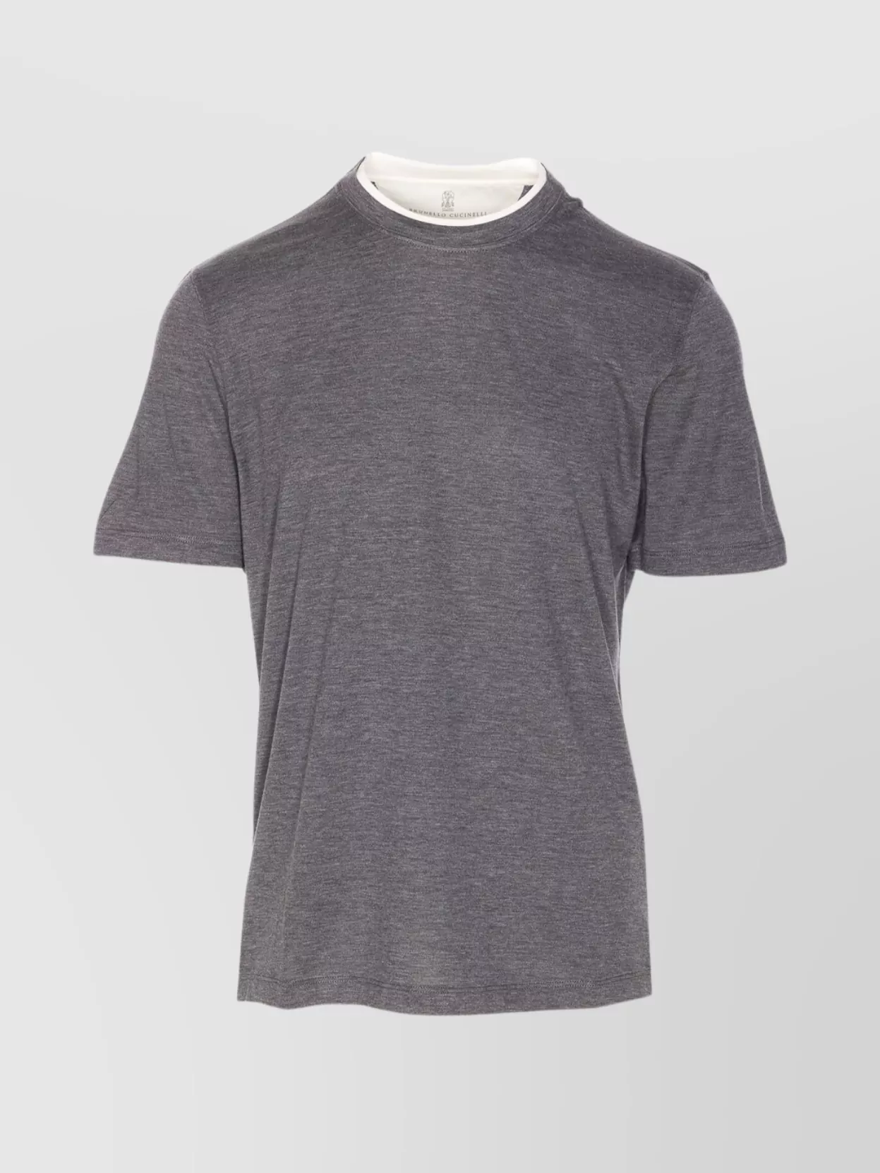 Brunello Cucinelli Layered Crew Neck T-shirt With Short Sleeves In Gray