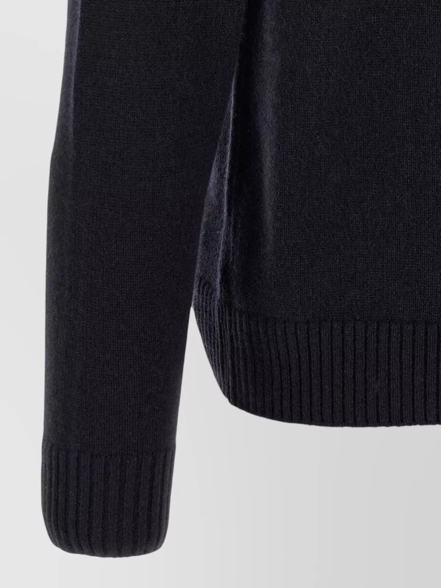 Zanone Cashmere Ribbed High Neck Half Zip Jumper
