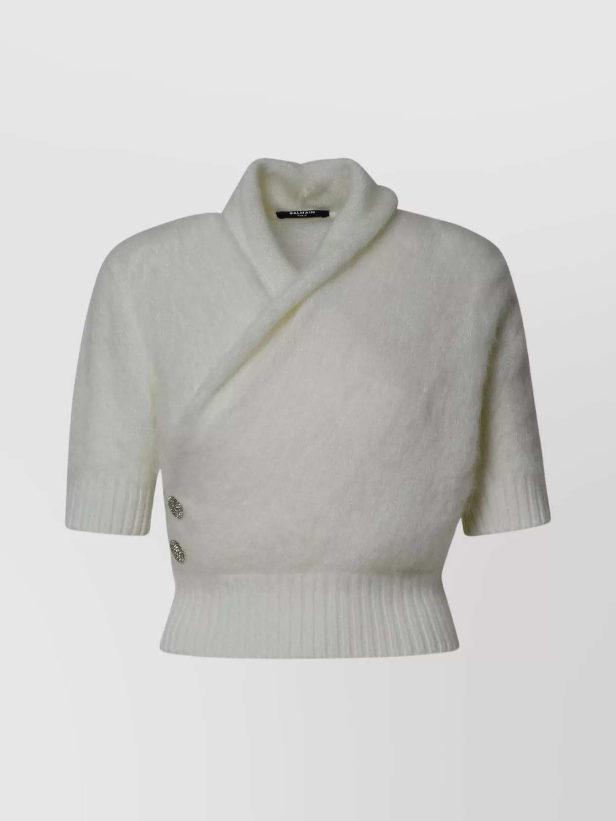 Shop Balmain Wool Blend Sweater Wrap Front