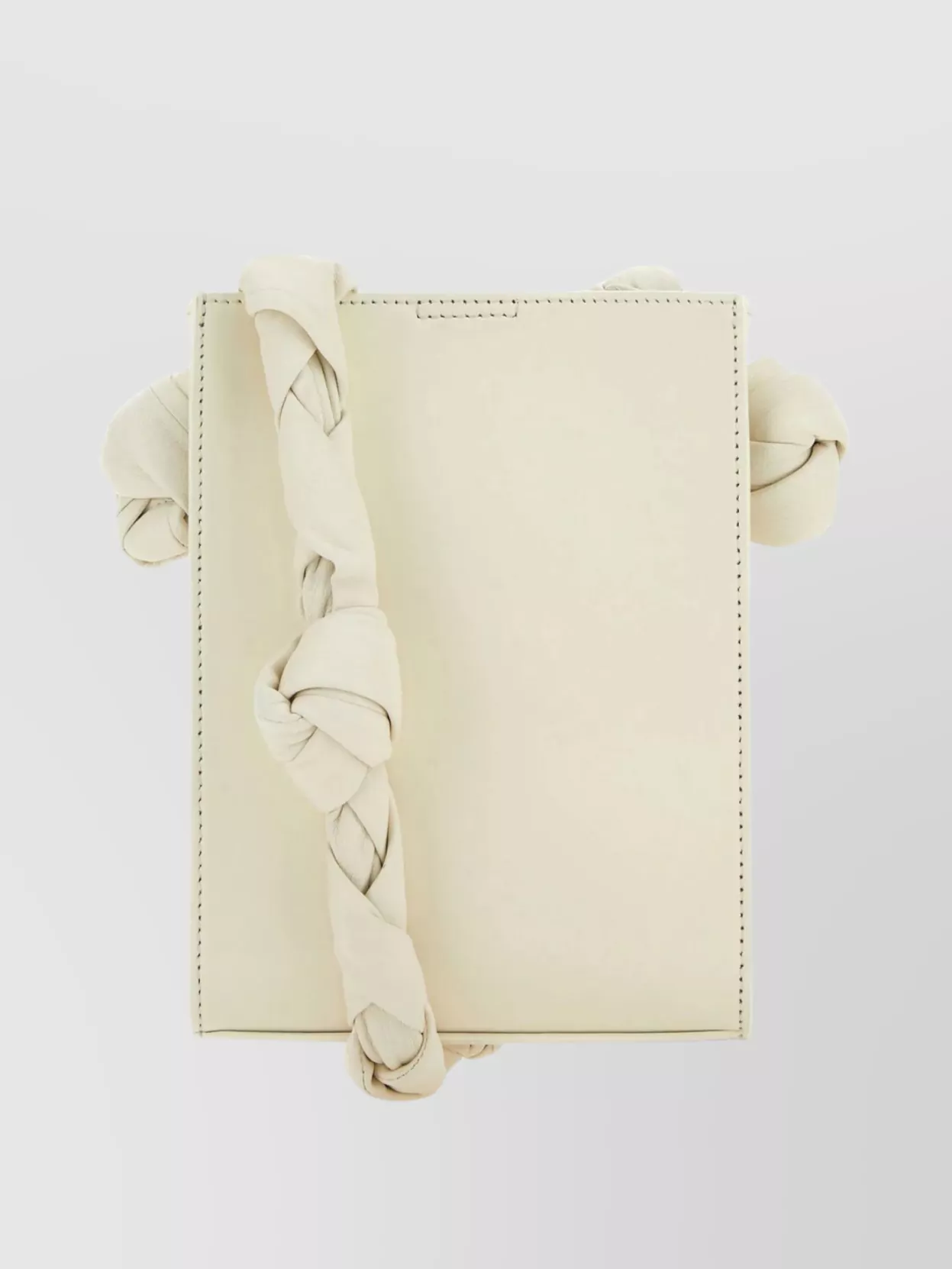 Shop Jil Sander Structured Leather Tangle Bag With Open Top In Cream