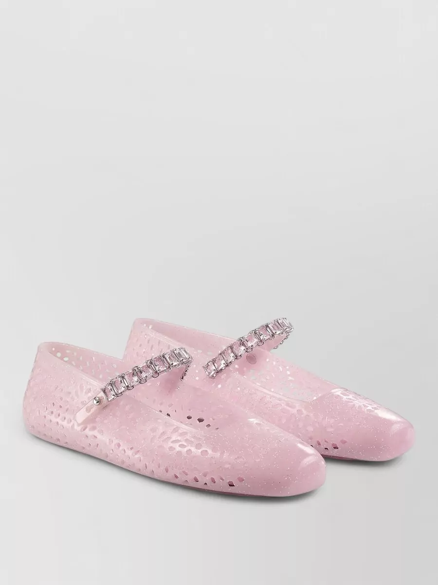 Jimmy Choo Crystal-Embellished Jelly Ballerina Shoes