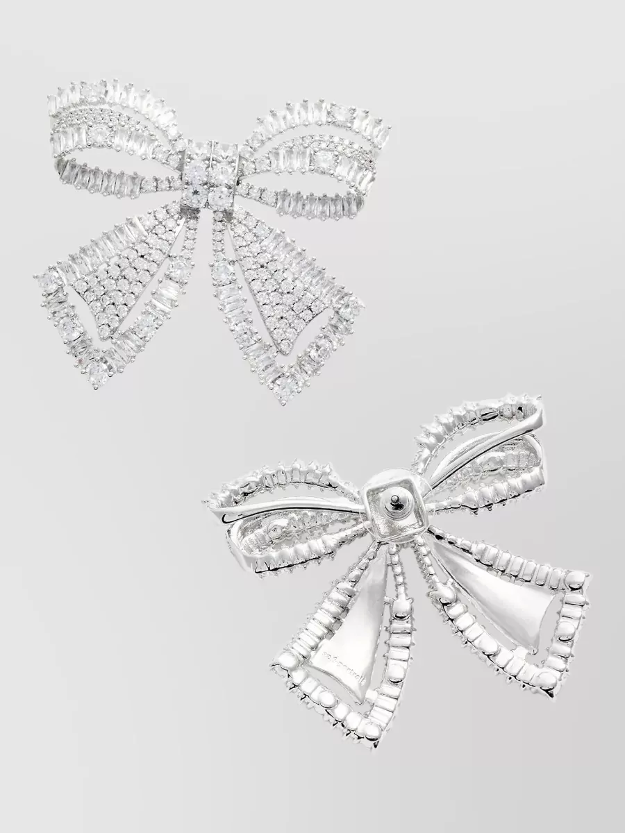Self-Portrait Crystal-Embellished Bow Earrings