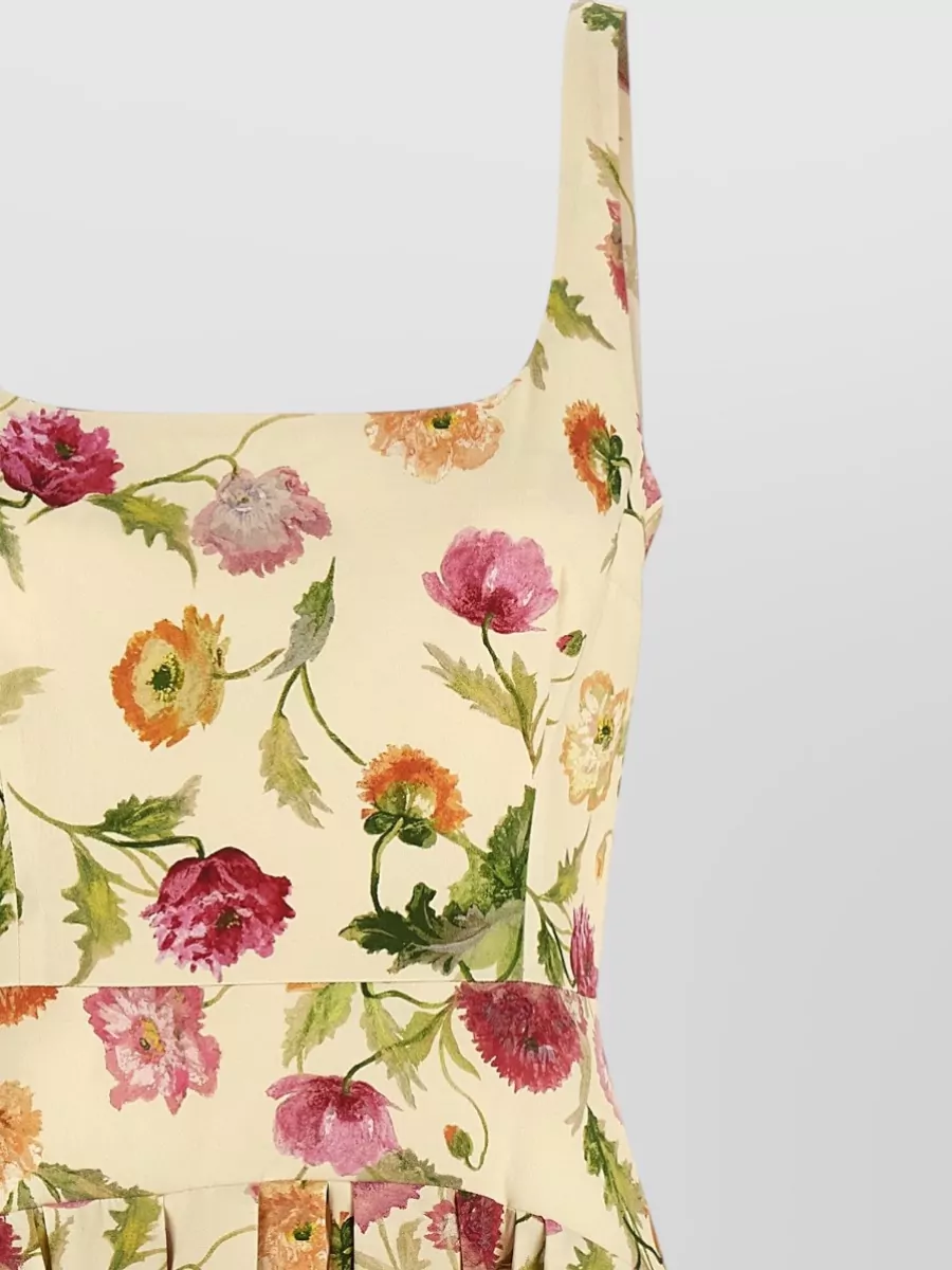 Carolina Herrera Wells Dress Fitted Bodice Floral Motif